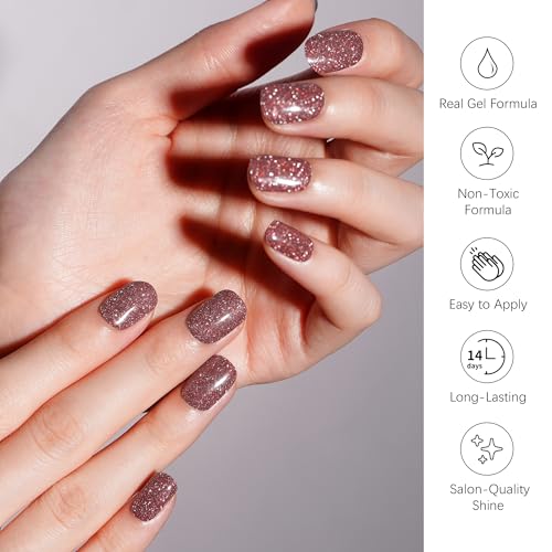 DANNI & TONI Semi Cured Gel Nail Strips Christmas Santa Claus Snowflakes Cat Eye Gel Nail Wraps 28 Stickers | Mistletoe Meow