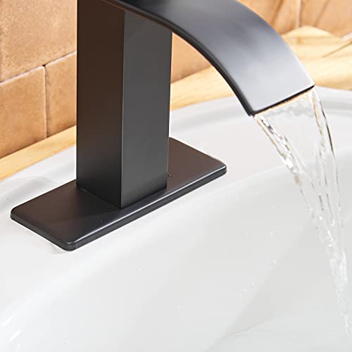 BWE Vessel Sink Faucet Modern Waterfall Chrome Single Hole Bathroom Faucet Single Handle with Pop up Drain Without Overflow Assembly Vanity Basin Bath Sink Faucets Mixer Tap