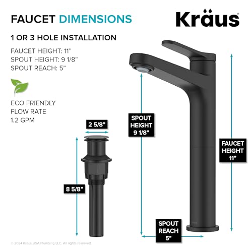 KRAUS Indy Single Handle One Hole Bathroom Sink Faucet in Chrome, KBF-1411CH