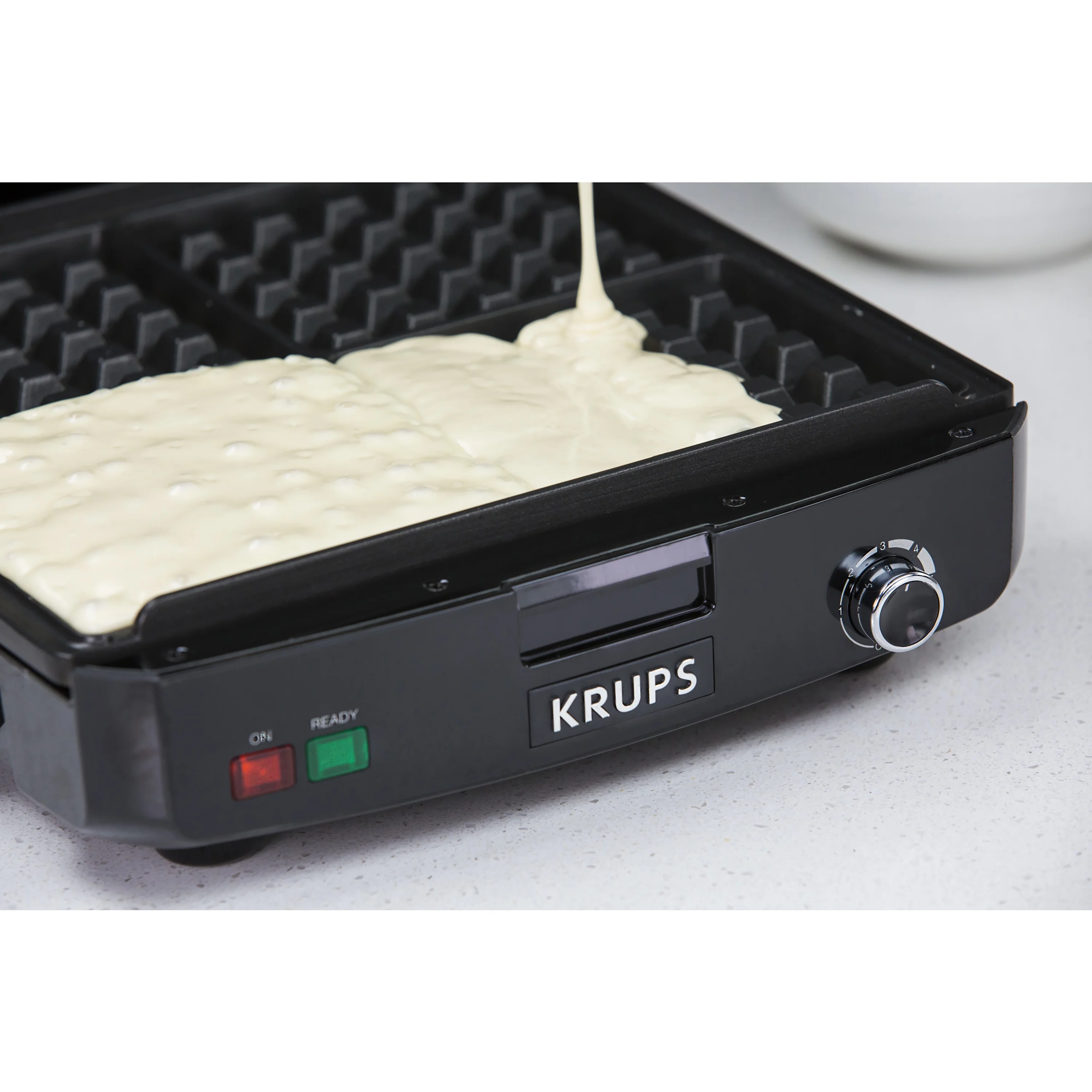 KRUPS Stainless Steel 4 Slice Belgian Waffle Maker with Removable Plates