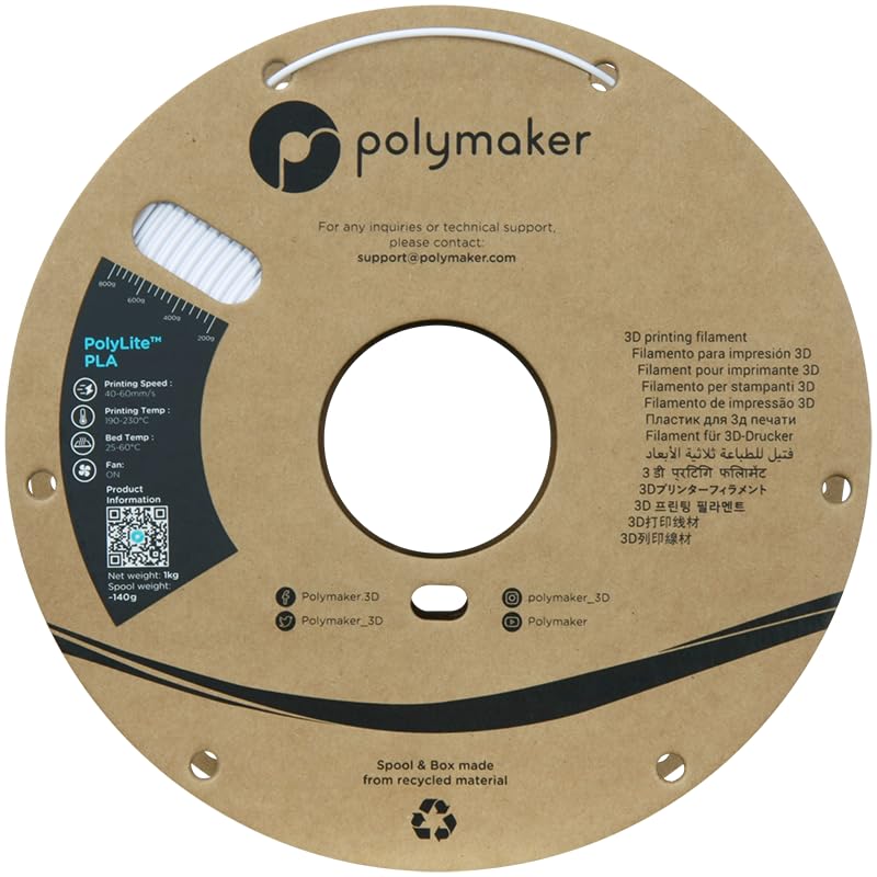 Polymaker PLA Filament, Black 3D Printing PLA Filament 1.75mm 1kg - PolyLite 3D Printer PLA Filament, Dimensional Accuracy +/- 0.03mm, Compatible with Most 3D Printer, Black