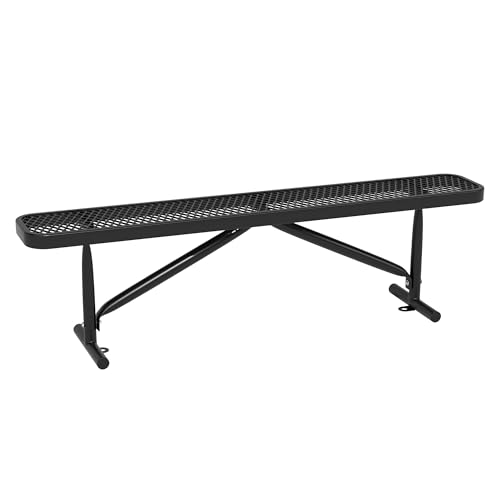 6 Feet Heavy Duty Metal Park Bench for Outside, Outdoor Bench with Portable Frame, Commercial Benches for Shopping Mall, Store, Park, Patio, Deck, Black