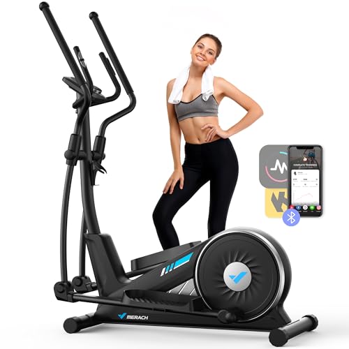 MERACH Elliptical Exercise Machine for Home Use, Elliptical Machine with Hyper-Quiet Magnetic Drive System, 16-Level Resistance Adjustment, 15.5IN Stride, 350LBS Loading Capacity, MERACH App
