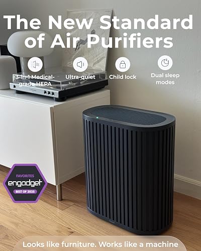 Windmill Air Purifier for Home - 3-In-1 Filtration for Smoke & More - True HEPA Filter, Activated Carbon, & Pre-Filter - Covers Up To 1950 sq ft - Ultra-Quiet - App Compatible - White