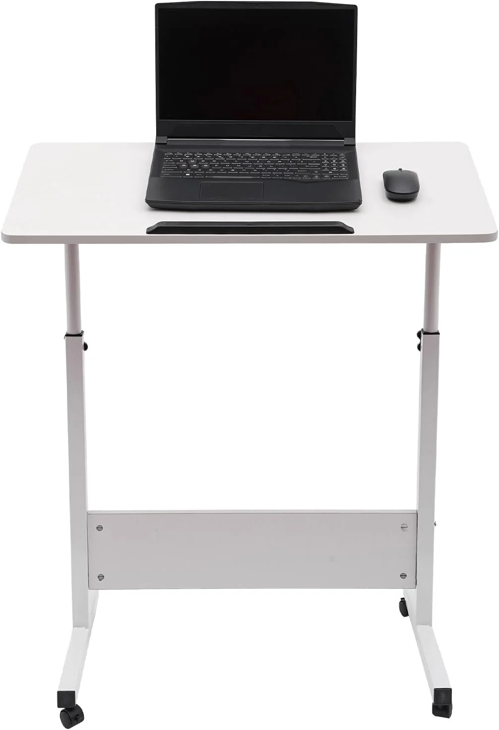 White 16×31” Adjustable Height Standing Desk, Portable Laptop Desk Rolling Computer Stand with 4 Wheels Ideal for Small Spaces and Home Office