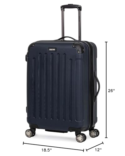 Kenneth Cole REACTION Renegade Luggage Expandable 8-Wheel Spinner Lightweight Hardside Suitcase, Navy Blue, 20-Inch Carry On