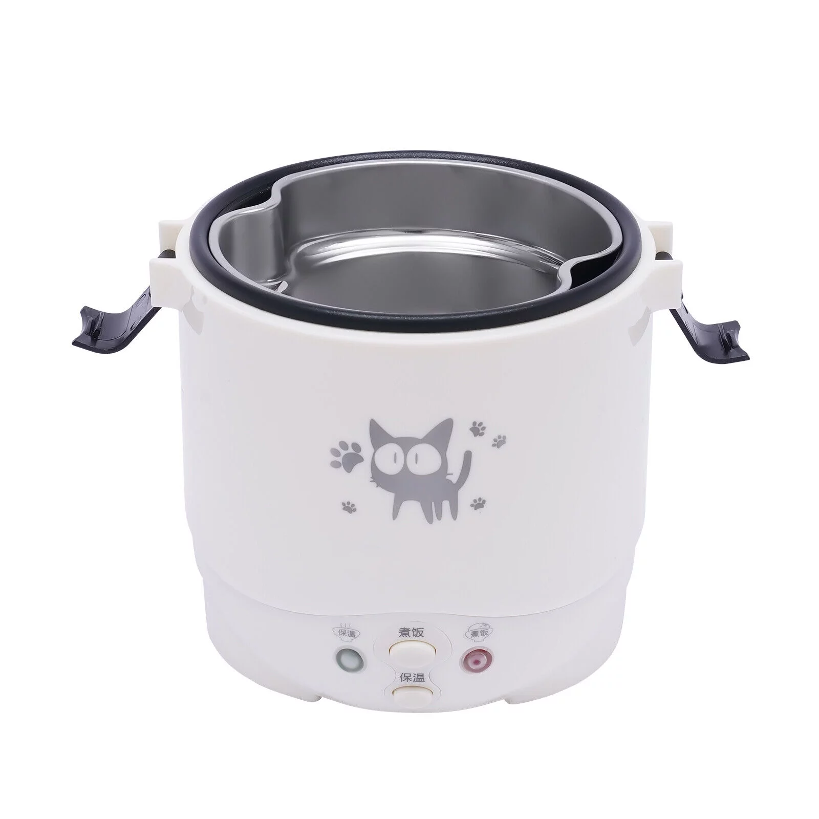 1L Car Mini Travel Lunch Box Electric Rice Cooker Steamer White/Green 12V