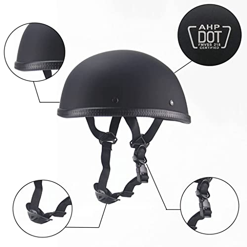 Helmets Half Shell Skull Cap Motorcycle Helmet – DOT Approved German Style Half Face Motorcycle Street Cruiser Helmet Retro Half Helmet for Adult Men Women - Small and Light