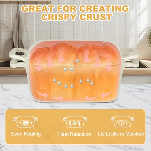 3.6QT Oval Enameled Cast Iron Dutch Oven, Sourdough Bread Baking Pan with Lid