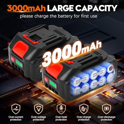 Lemolify 6000mAh Battery Power Washer, Electric Pressure Washer Cordless, Portable Car Pressure Washer Handheld with 6-in-1 Nozzle,17FT Drain Hose, Power Cleaner for Patio Floor Fence Deck,2 Battery