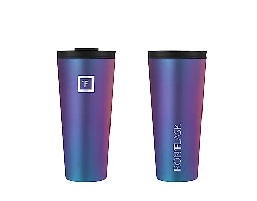 IRON °FLASK Classic Tumbler - Vacuum Insulated Stainless Steel Water Bottle, Double Walled, Drinking Cup, Insulated Travel Mug (Cotton Candy, 24 oz Solid Lid)
