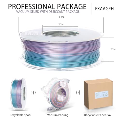 Rainbow 3D PLA Printer Filament 1.75 mm, Matte 3 D PLA Printing Print Filament +/-0.03mm, 1kg/2.2lbs