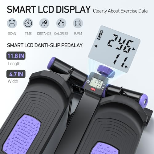 Steppers for Exercise, Stair Stepper with Resistance Bands, Mini Stepper with 300LBS Loading Capacity, Hydraulic Fitness Stepper with LCD Monitor