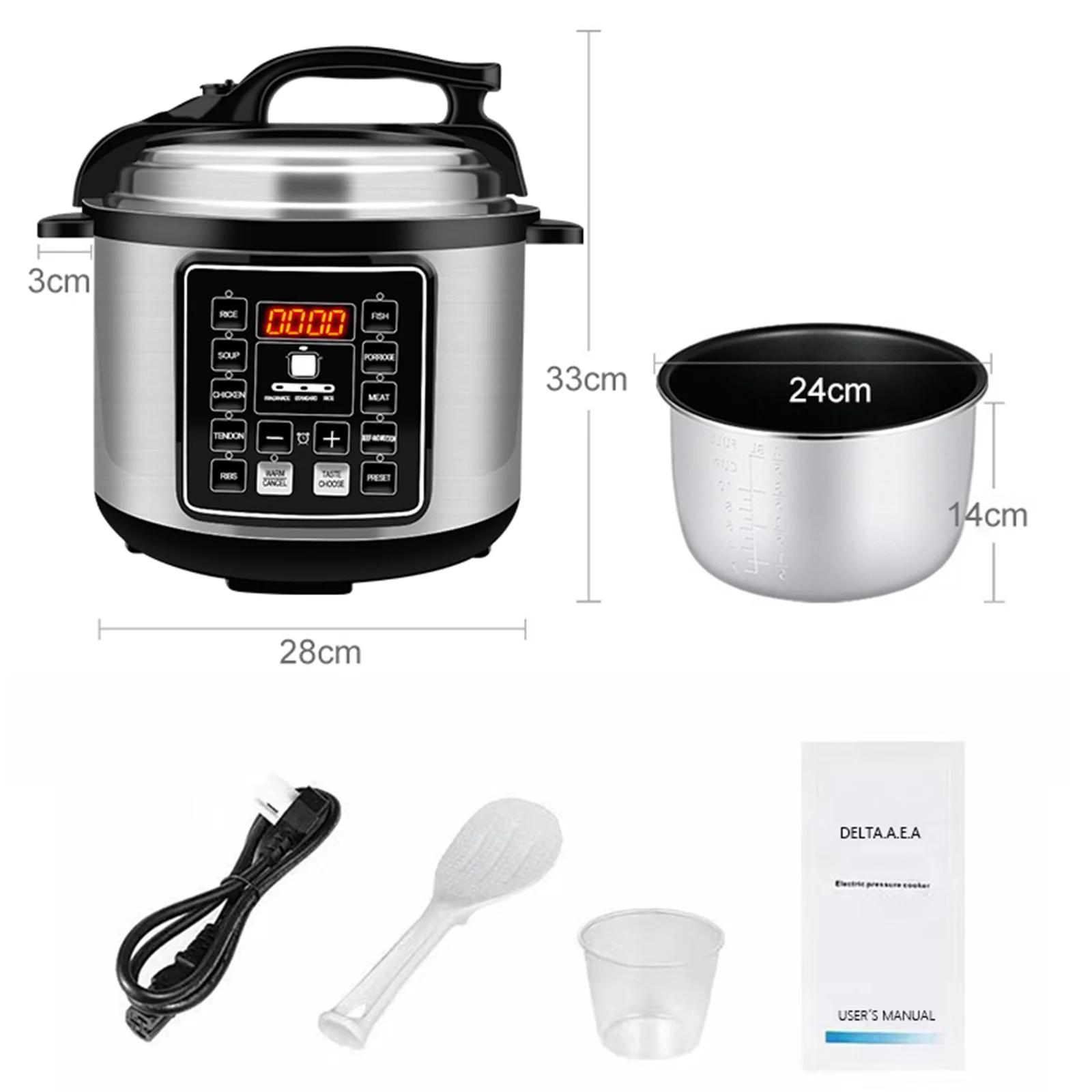 Wobythan Pressure Cooker,5L Large Capacity Electric Pressure Cooker Multifunctional Household Smart Rice Cooker US 110V
