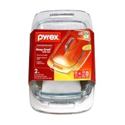 Pyrex Easy Grab 2-Qt Glass Casserole Dish with Lid, Tempered Glass Baking Dish with Large Handles, Dishwashwer, Microwave, Freezer and Pre-Heated Oven Safe