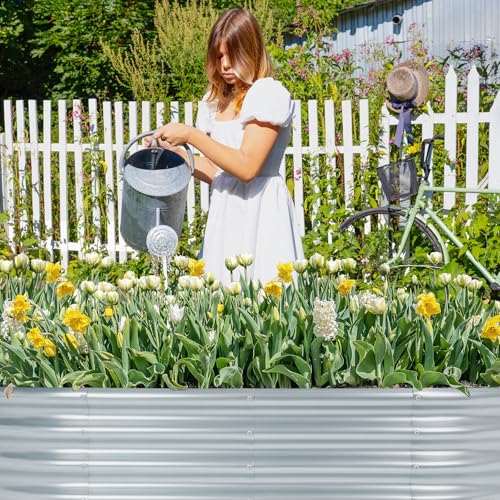 LINEX Galvanized Raised Garden Bed 4x2x1 ft, Metal Raised Garden Beds Outdoor Planter Boxes Clearance for Gardening Vegetables Flowers Herbs Above Ground