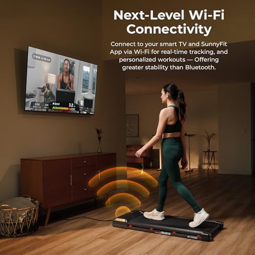 Sunny Health & Fitness Smart WiFi Treadmills – Compact, Foldable, Portable, Under Desk & Incline Options (Manual & Auto), Brushless Motor, & Bluetooth SunnyFit App, LED Display, Shock Absorption