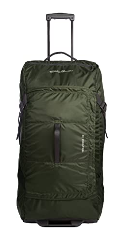 Eddie Bauer Traverse Rolling Duffel Bag-Made from Ripstop Polyester with Telescoping Handle, Dark Loden, 78L
