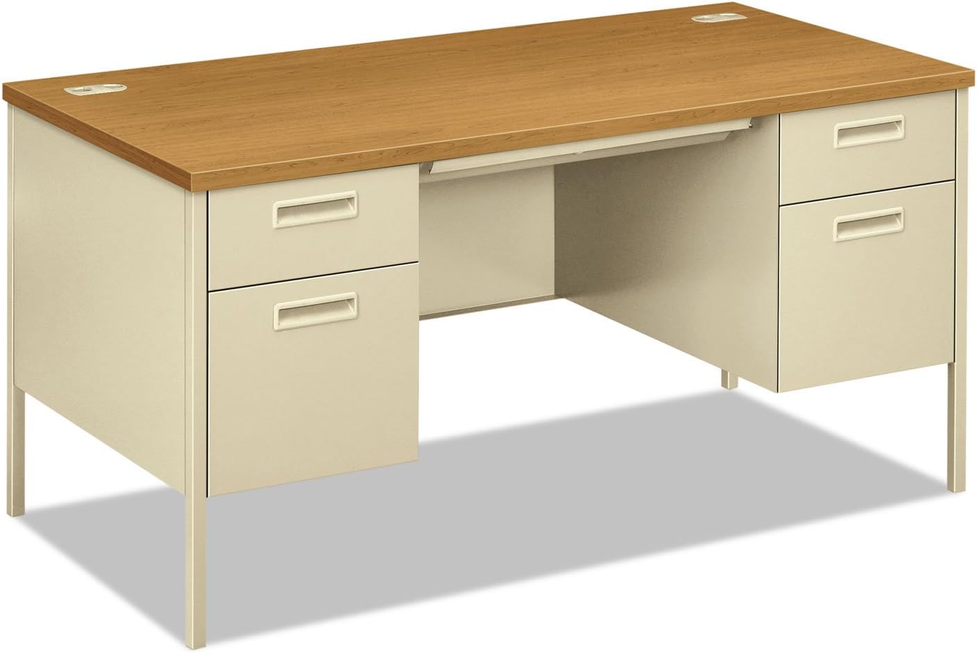 HON Metro Classic Double Pedestal Desk, Harvest/Putty