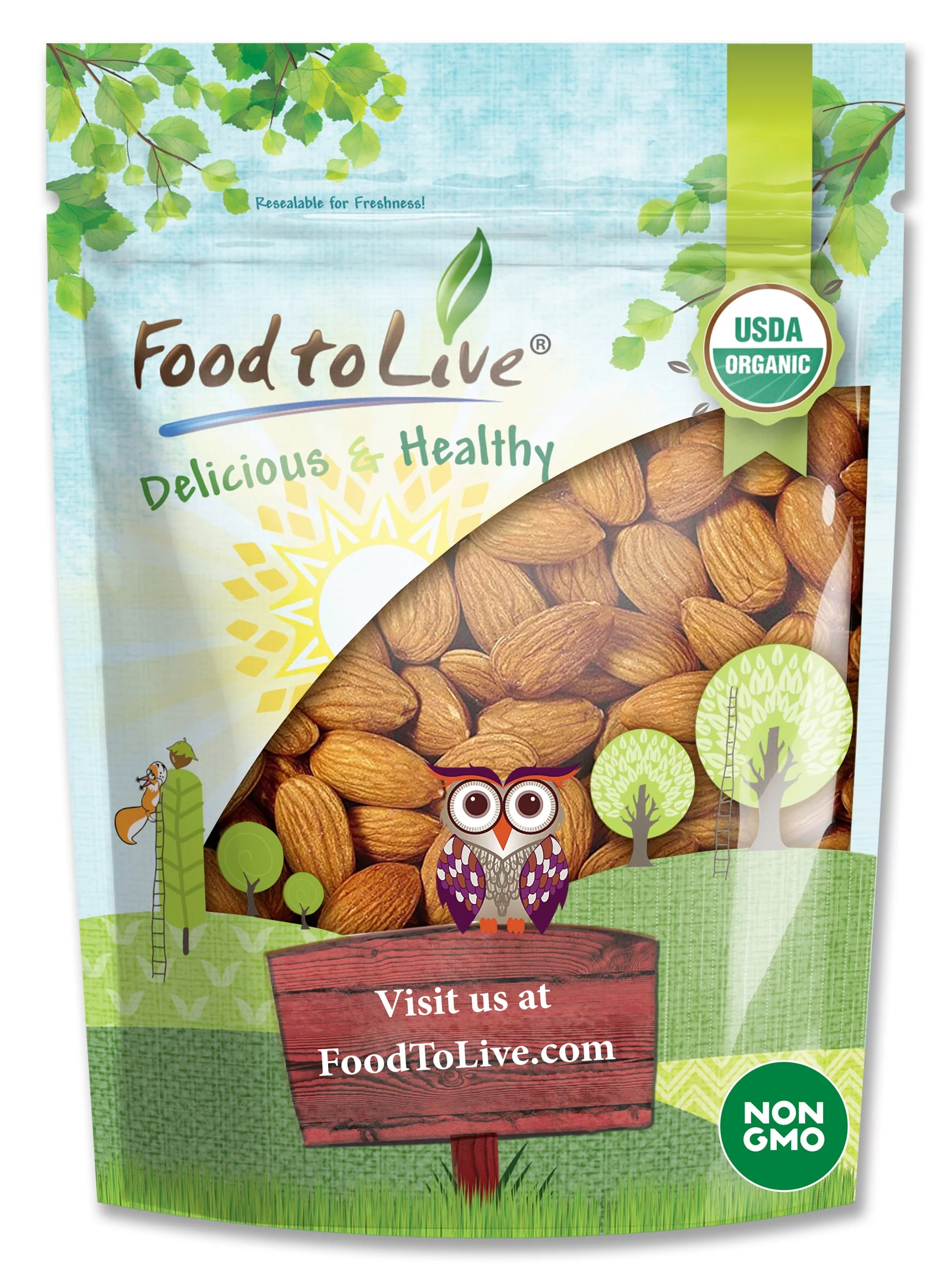 Organic Italian Raw Almonds, 3 Pounds — Non-GMO, Kosher, Raw, Vegan — by Food to Live