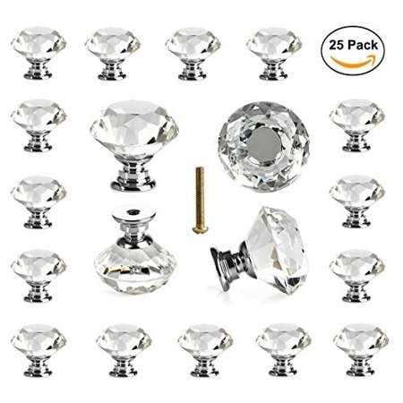 26 pcs Glass Cabinet Knobs Crystal Drawer Pulls Clear 30 mm Diamond for Kitchen, Bathroom Cabinet, Dresser and Cupboard by DeElf - Shop Hardware Tools Online Store