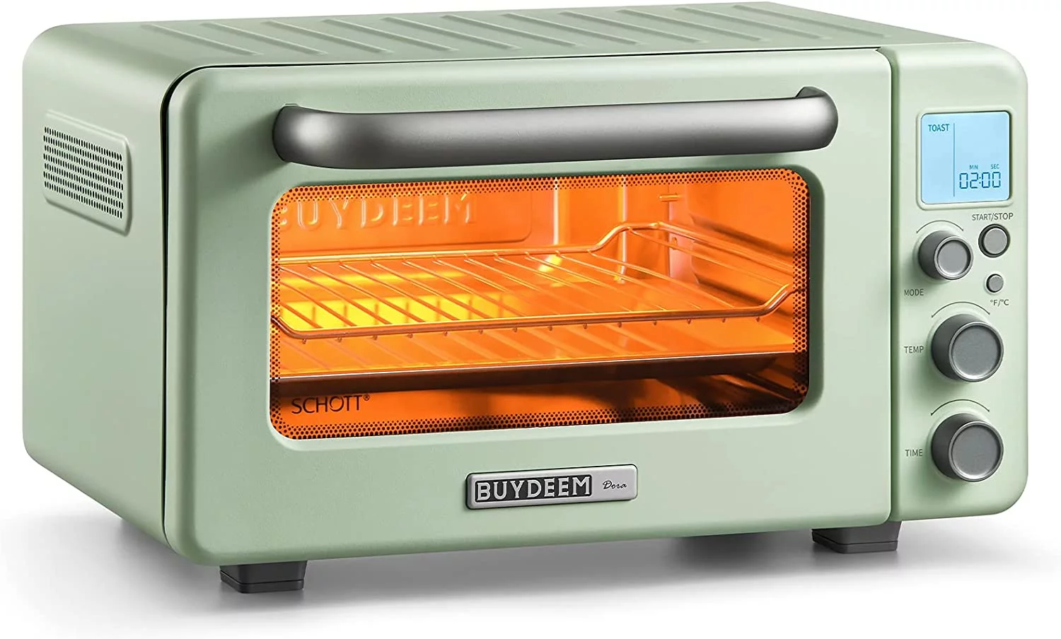 BUYDEEM 7-in-1 Digital Air Fryer Countertop Toaster Oven, 11QT, Mint Green
