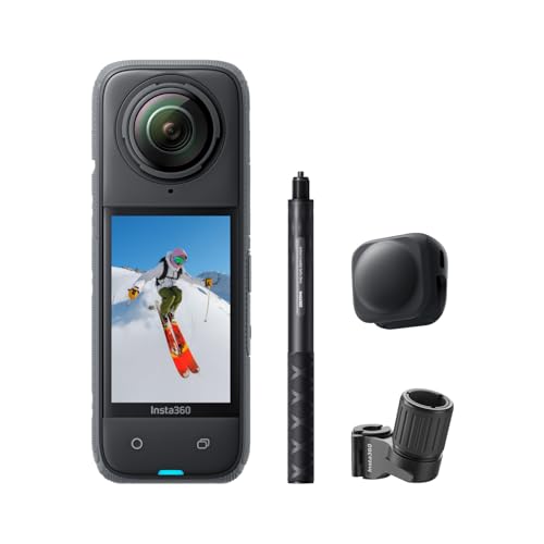 Insta360 X4 Standard Bundle - Waterproof 8K 360 Action Camera, 4K Wide-Angle Video, Invisible Selfie Stick Effect, Removable Lens Guards, 135 Min Battery Life, AI Editing, Stabilization