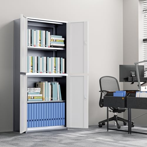 Athena Collection Metal Storage Cabinet with 4 Lock Doors and 4 Adjustbale Shelves, 74