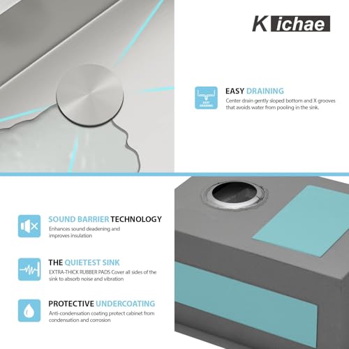 Kichae 12“ Deep Laundry Sink Undermount - 24 Inch Black Undermount Utility Sink Stainless Steel Single Bowl Under Counter Handmade Laundry Utility Room Basin