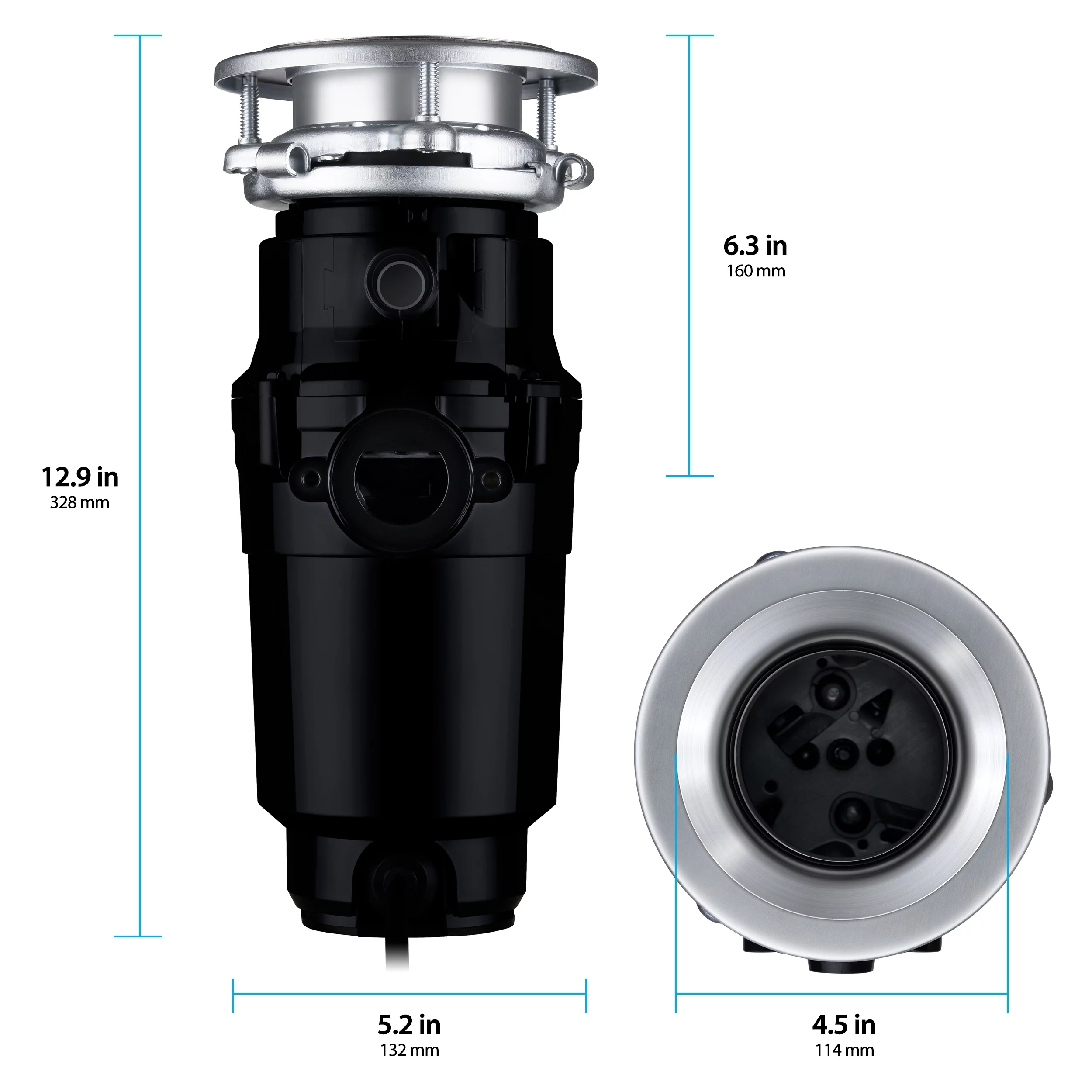 Titan 1/2 HP Garbage Disposal Featuring Bio Shield, Attached Power Cord, Continuous Feed 10-US-TN-560-3B