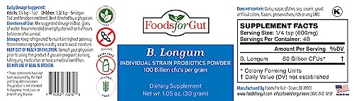 Bifidobacterium Longum Probiotic Powder 100 Billion cfu's | Digestive & Immune Support | High Potency | B. Longum (60 Grams)