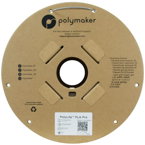 Polymaker PLA PRO Filament 1.75mm 1kg, Tough & High Rigidity White 3D Printing Filament, PolyLite PLA PRO 3D Printer Filament 1.75mm, Print with Most 3D Printers