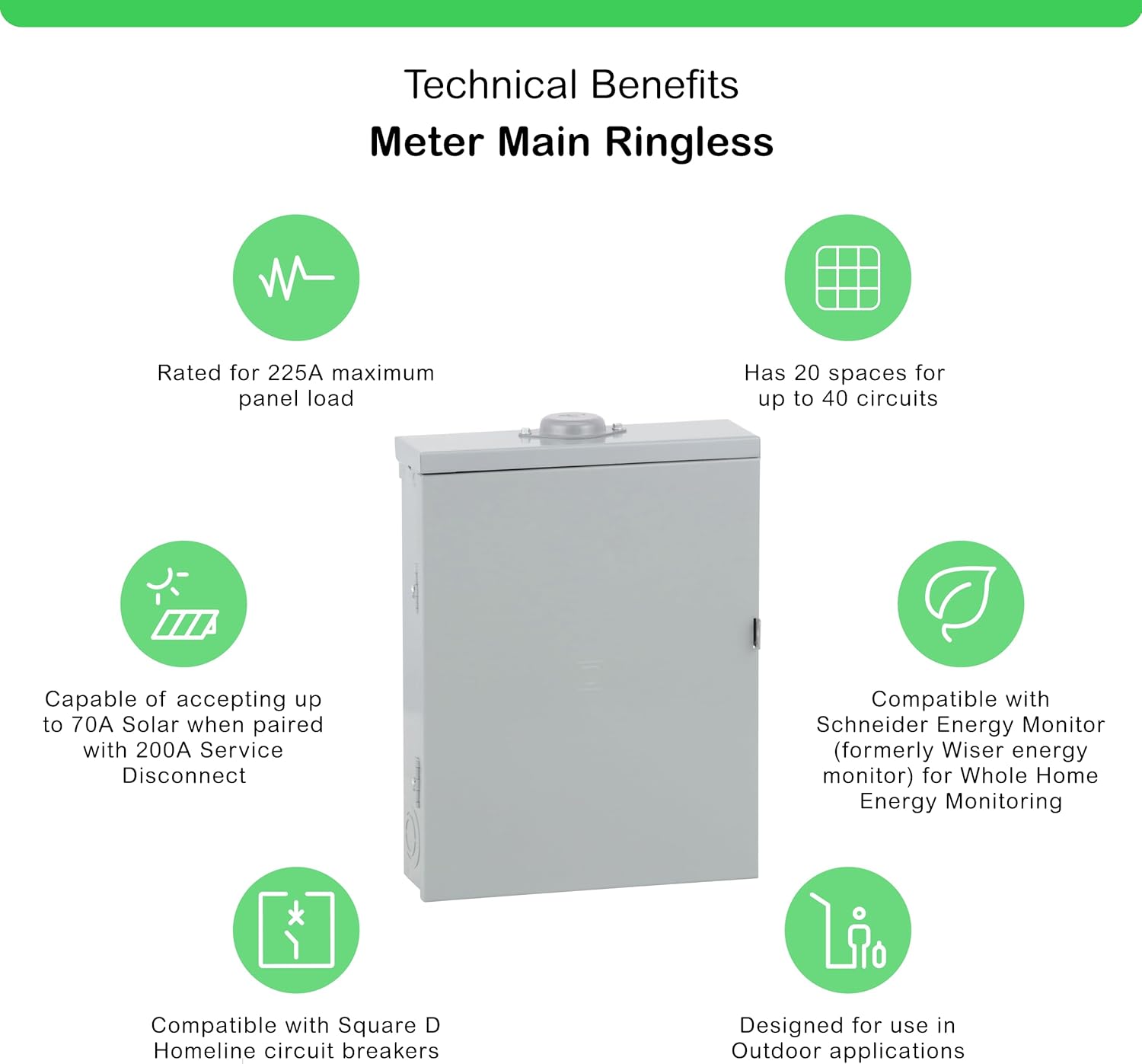 Square D - HOM2040M200PRB Homeline 200 Amp 20-Space 40-Circuit Outdoor Main Breaker Load Center (Plug-on Neutral Ready),