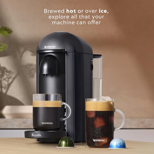 Nespresso Vertuo Plus Coffee and Espresso Maker by Breville, Ink Black with Aeroccino Milk Frother