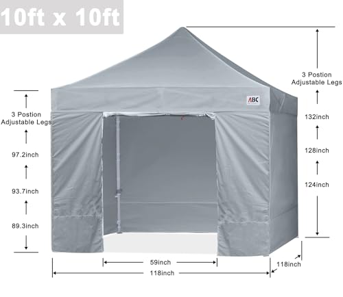 ABCCANOPY Easy Pop Up Canopy Tent with Sidewalls 10x10 Commercial -Series, White