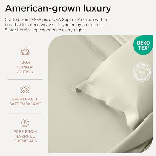 Threadmill 100% American Supima Cotton Sheets, Queen Sheet Set 1000 Thread Count Luxury 4 PC Luxury Bedding Set, Hotel Quality Sateen Weave, Hotel White Sheets with Elasticized Deep Pocket