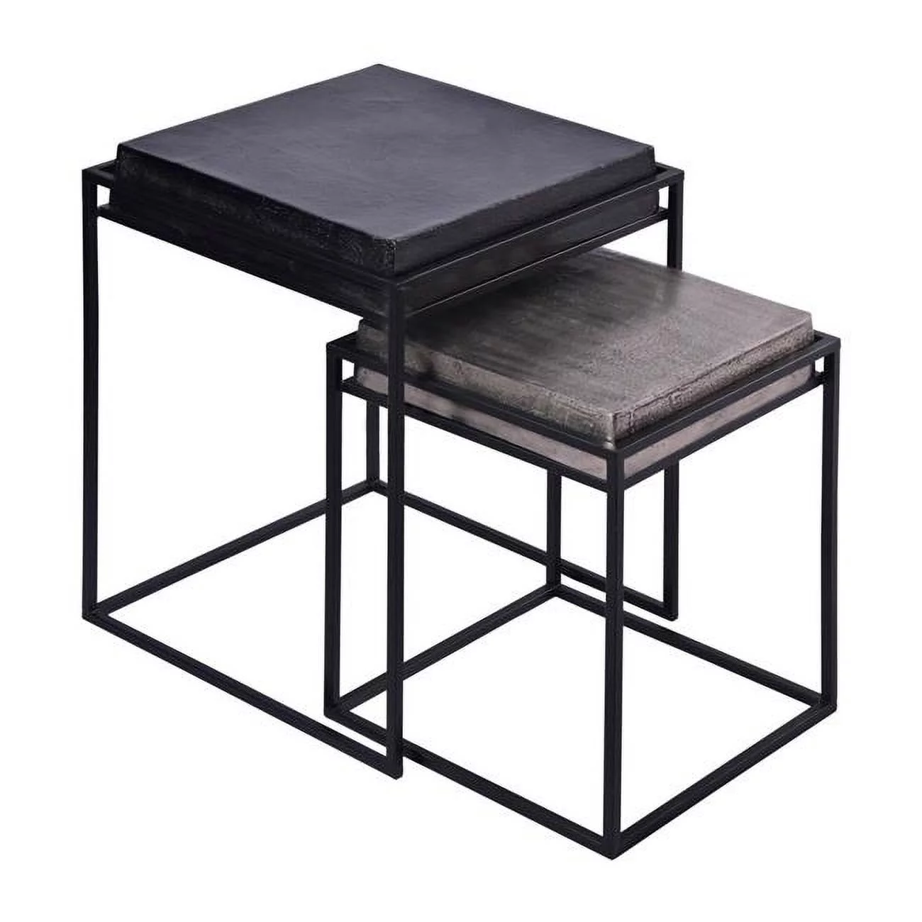 14 x 19 in. & 18 x 23 in. Metal Nested Square Side Tables, Multi Color - Set of 2