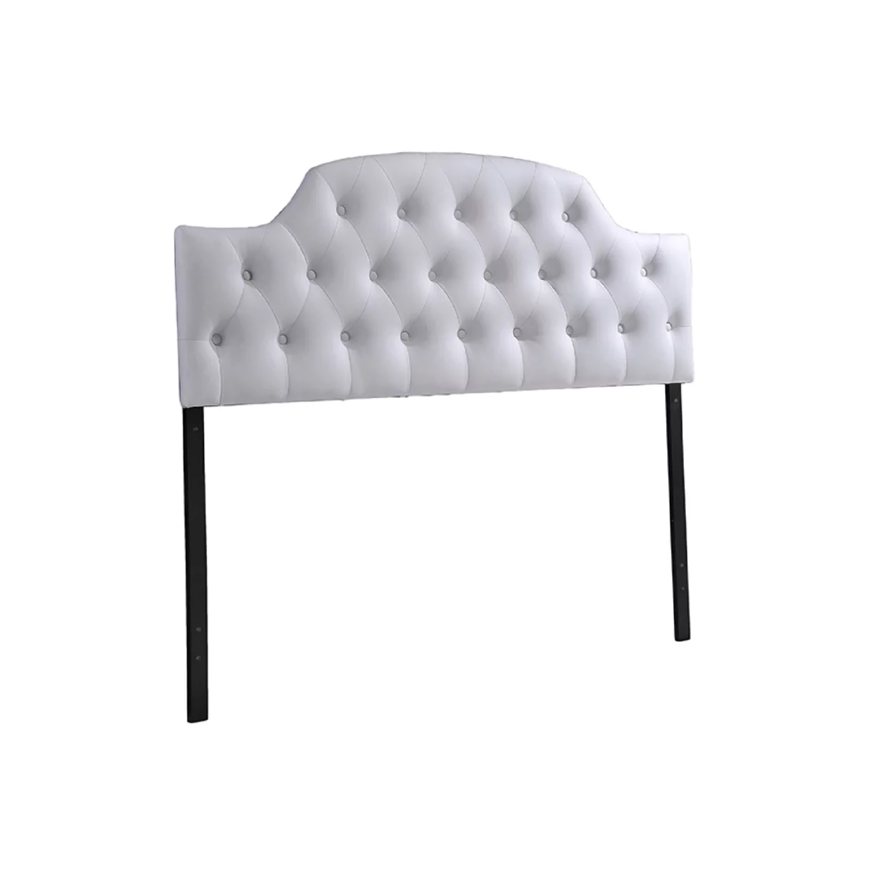 Baxton Studio Morris Modern and Contemporary Queen Size White Faux Leather Upholstered Button-tufted Scalloped