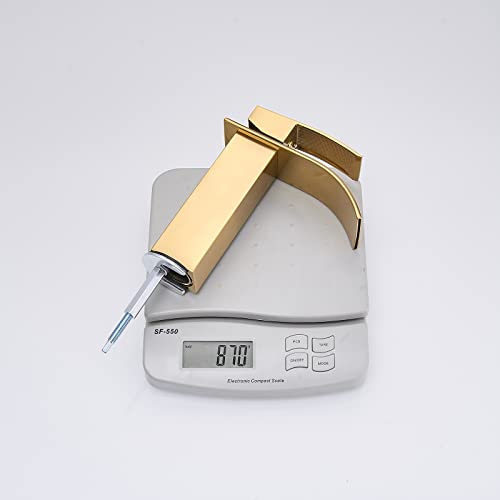 BWE Vessel Sink Faucet Modern Waterfall Chrome Single Hole Bathroom Faucet Single Handle with Pop up Drain Without Overflow Assembly Vanity Basin Bath Sink Faucets Mixer Tap