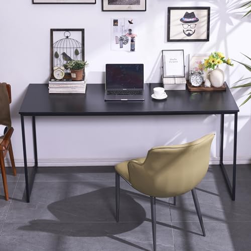 63 Inch Computer Desk, Home Office Study Student Writing Desk with Metal Frame, Modern Simple Style Desktop, Vintage