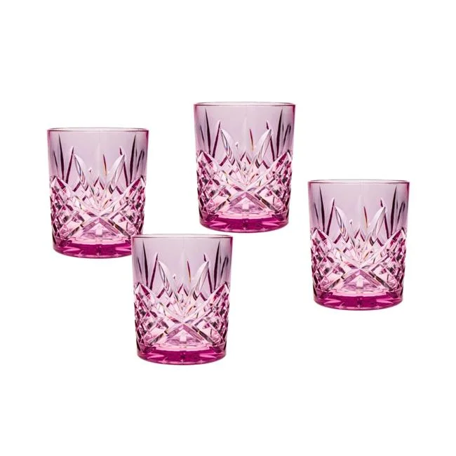 12 oz Dublin Acrylic Double Old-Fashioned Glasses, Lilac - Set of 4