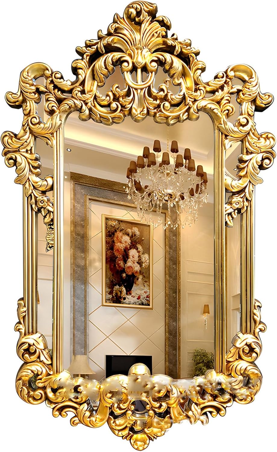 SOYDAN Antique Ornate Gold Wall Mirror with Resin Frame, Decorative Traditional Mirror Elegant Inspired Wall Decor for Living Room,Bedroom,Entryway, Dinning Room