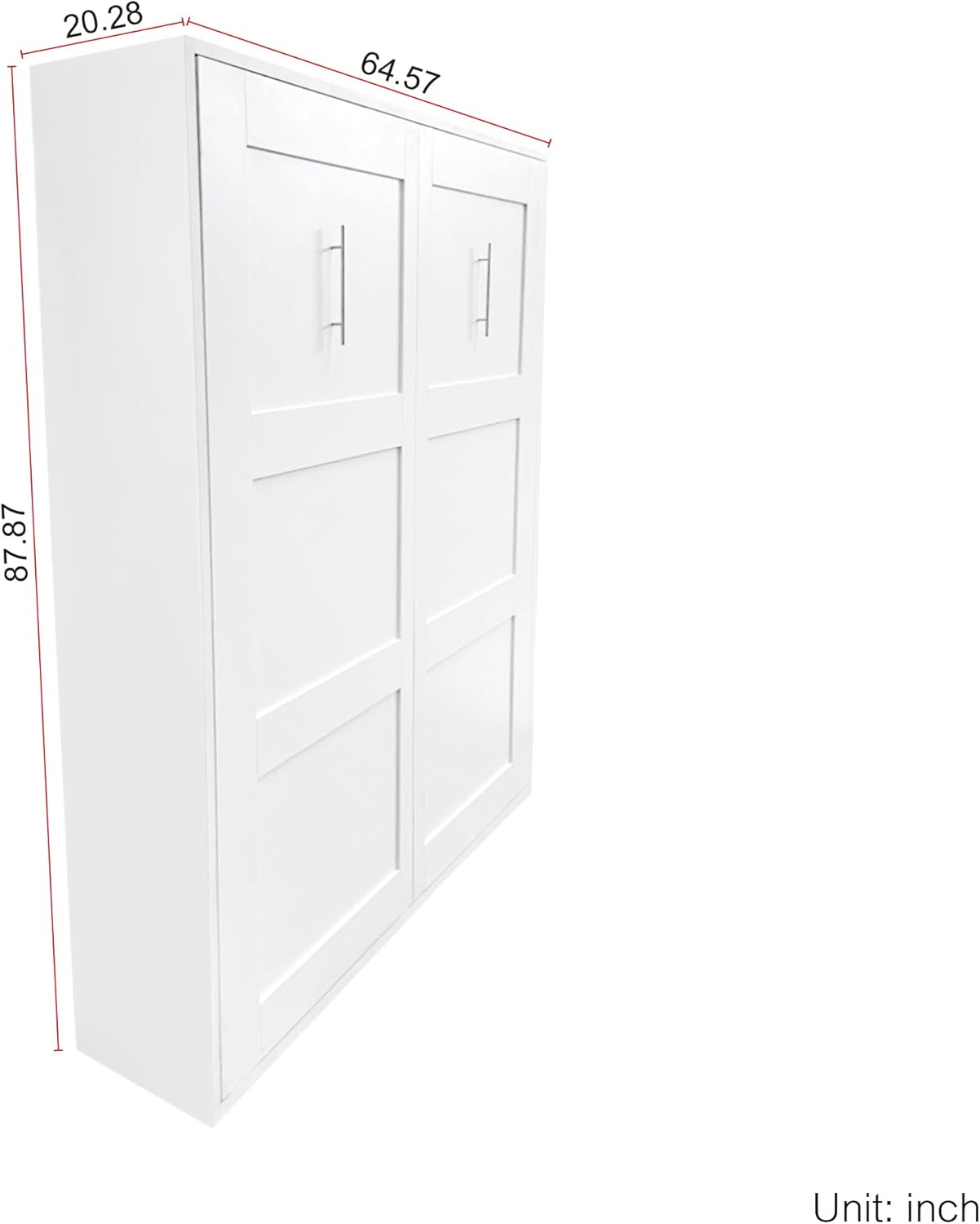 Dolonm Morden Deisgn Full Size Vertical Murphy Bed for Bedroom or Guestroom White Wall Bed Space Saving Hidden Bed