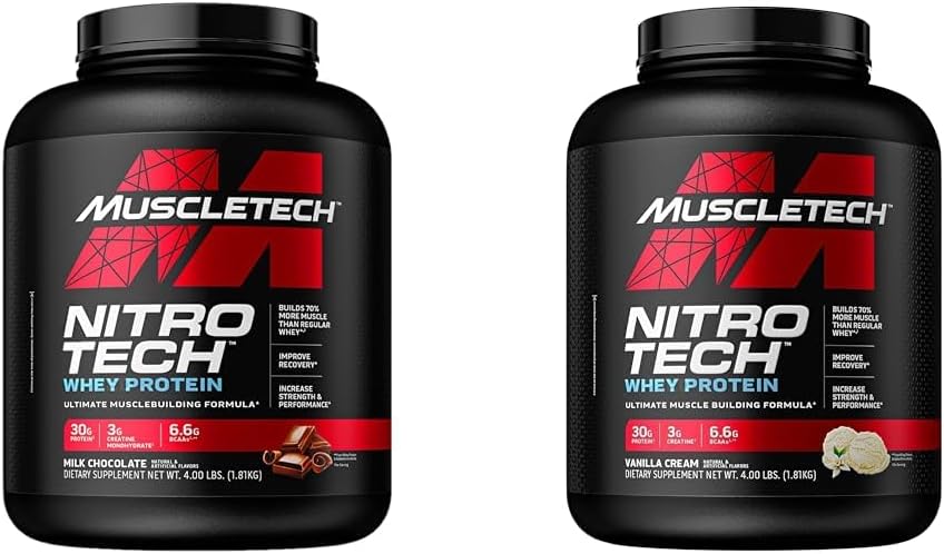 Muscletech Whey Protein Powder Nitro-Tech Whey Protein Isolate & Peptides | Milk Chocolate & Whey Protein Powder, Nitro-Tech Whey Protein Isolate & Peptides, Protein + Creatine