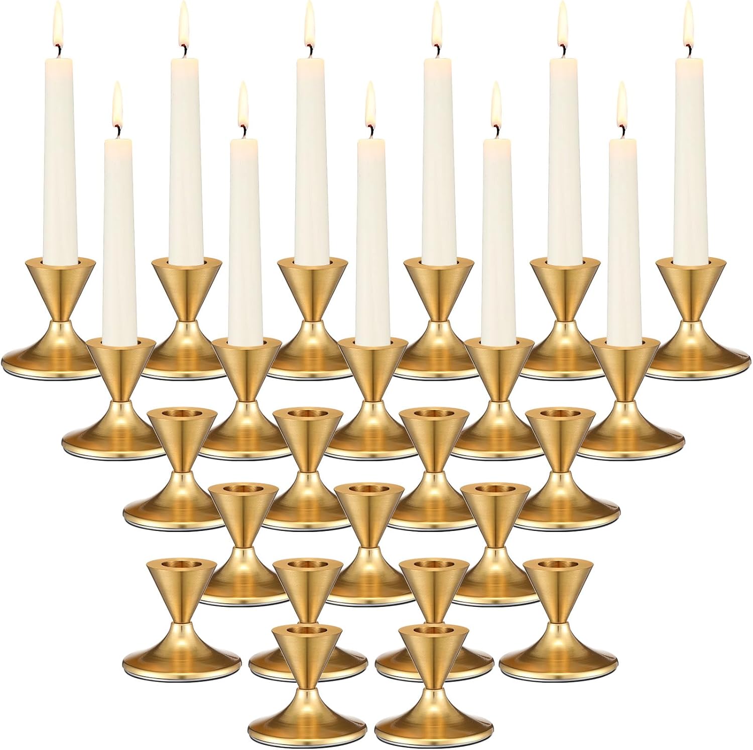 24 Pcs Gold Taper Candle Holders Bulk Candlesticks Holder for Wedding Table Centerpiece Taper Candle Holders for Dinner Anniversary Home Xmas Party Decor