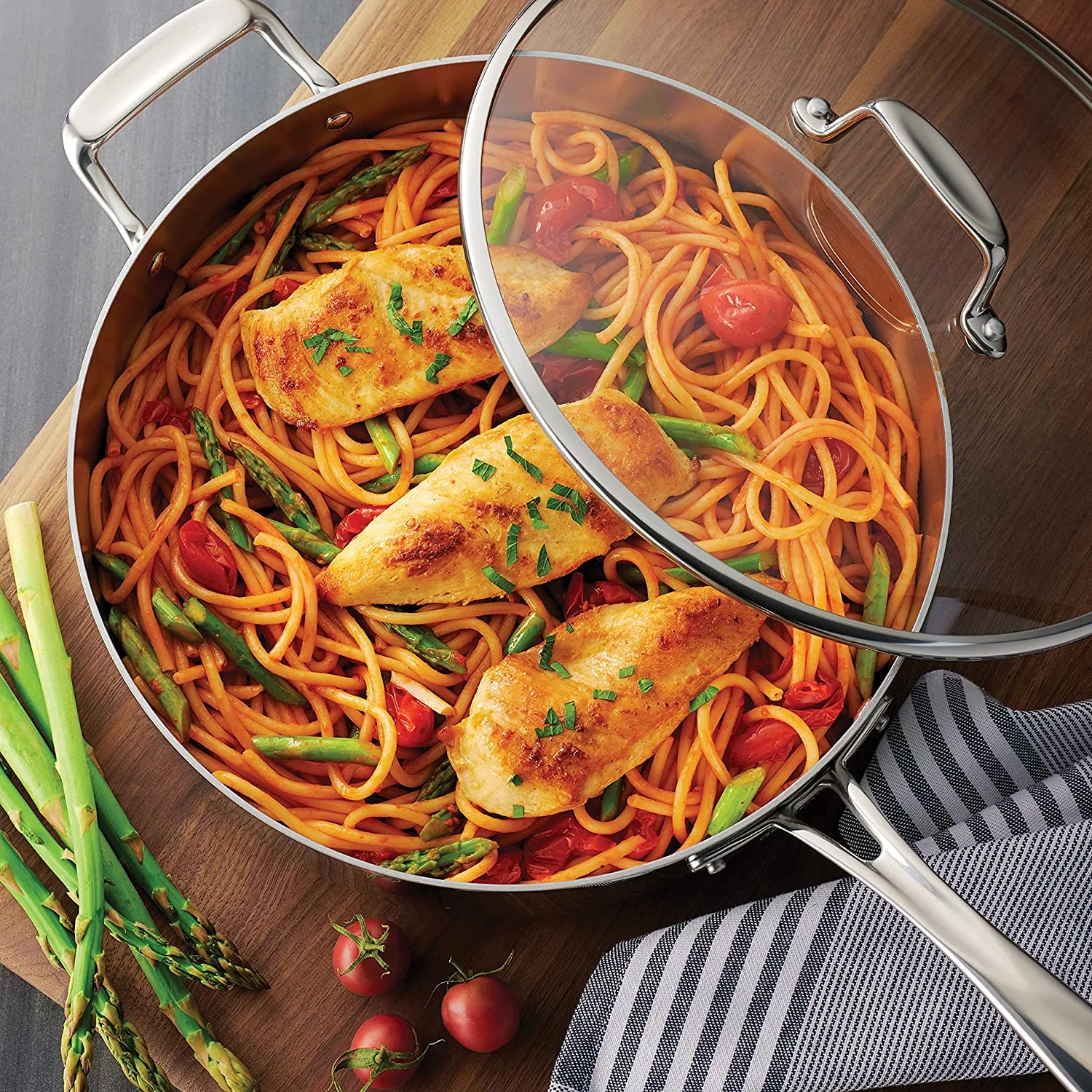 Excellent en Stainless Steel Tri-Ply Clad 12-Piece Cookware Set  Glass Lids  80116/1012DS