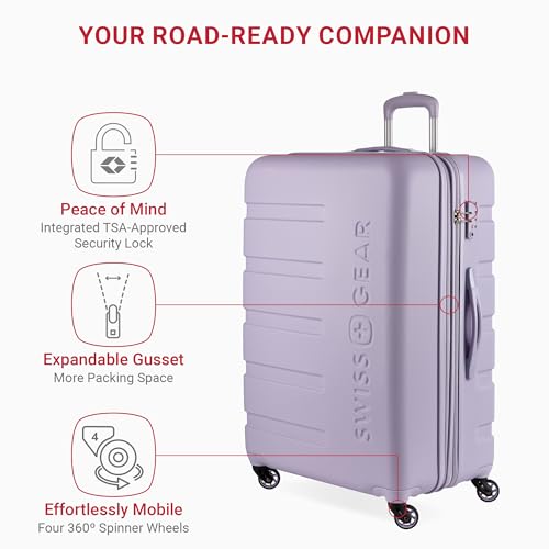 SwissGear 7366 Hardside Expandable Luggage with Spinner Wheels, White, Carry-On 19-Inch