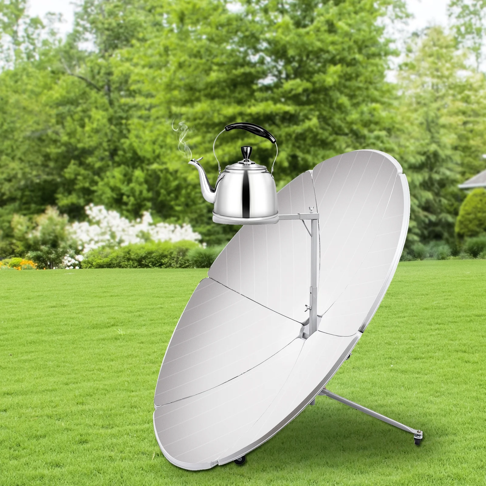 Miumaeov New Solar Cooker,Parabolic 1.5m Diameter 1800W Premium Solar Cooker for Outdoor Camping Cooking Grilling Barbeque DIY