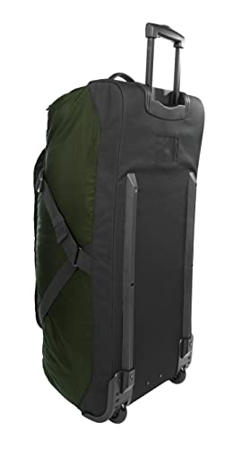 Eddie Bauer Traverse Rolling Duffel Bag-Made from Ripstop Polyester with Telescoping Handle, Dark Loden, 78L