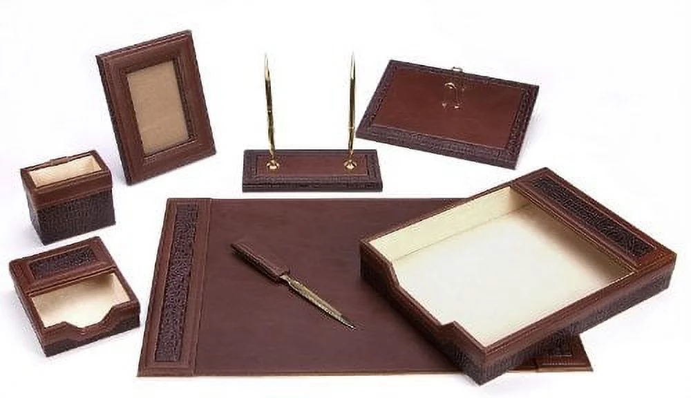 Majestic Goods Brown Eco-Friendly 8-piece Leather Desk Set